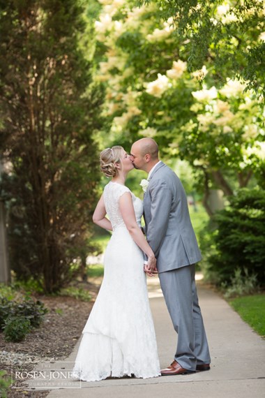 Husband and Wife Share a Kiss After Wedding Ceremony in the Woods - Oberlin, Ohio Wedding