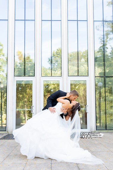 Groom Dips Bride as They Kiss - Oberlin Ohio Wedding