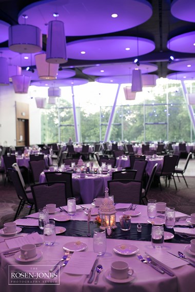 Ballroom Wedding Reception with Purple Lighting - The Hotel at Oberlin Wedding