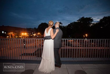 Bride and Groom Look Out From Terrace - Ohio Wedding, The Hotel at Oberlin