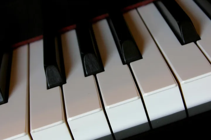 Close up of piano keys
